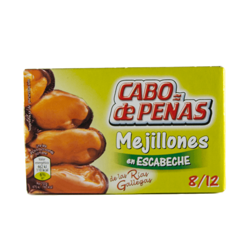 Mejillon escabeche 8/12. 69 g. Cabo de Pe&ntilde;as.