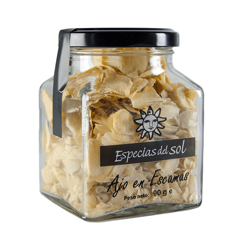 Ajo en escamas. Tarro 90g. Especias del Sol