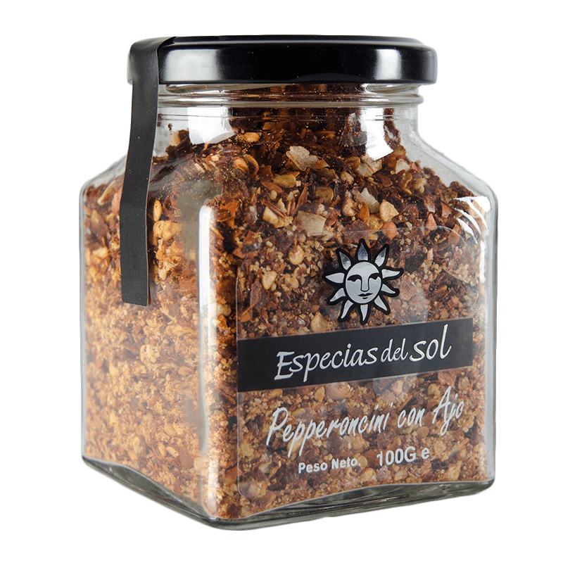 Pepperoncini con ajo. Tarro 100g. Especias del Sol