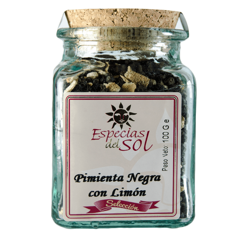 Pimienta negra con lim&oacute;n. Tarro 100g. Especias del Sol