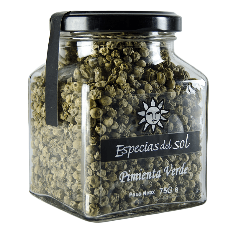 Pimienta verde en grano. Tarro 75g. Especias del Sol