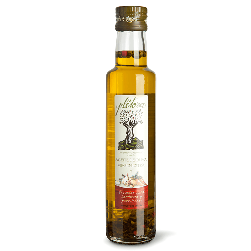 Aceite de oliva Virgen Extra Barbacoa, 250 ml. Pl&eacute;tora.