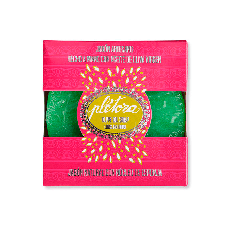 Jab&oacute;n natural con n&uacute;cleo de esponja. Pl&eacute;tora.