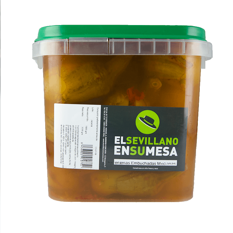 Berenjenas embuchadas medianas, 1.900 g. El Sevillano.