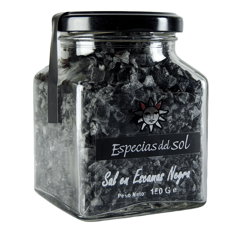 Sal en Escamas Negra, Tarro 150 g. Especias del Sol