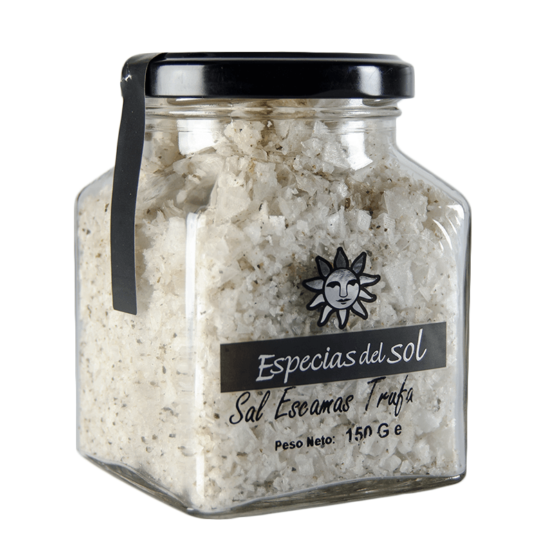 Sal Escamas con Trufa, Tarro 150 g. Especias del Sol.