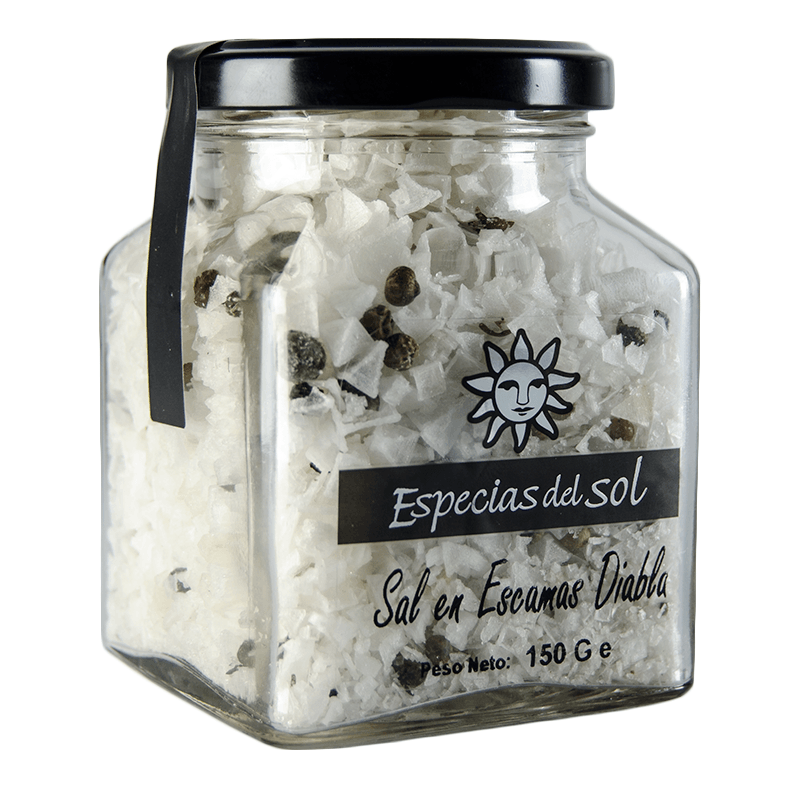 Sal escamas Diabla, Tarro 150 g. Especias del Sol