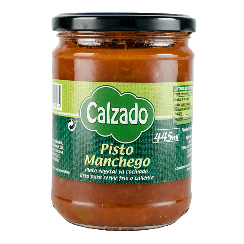 Pisto Manchego casero. Frasco de 390 g. Calzado.