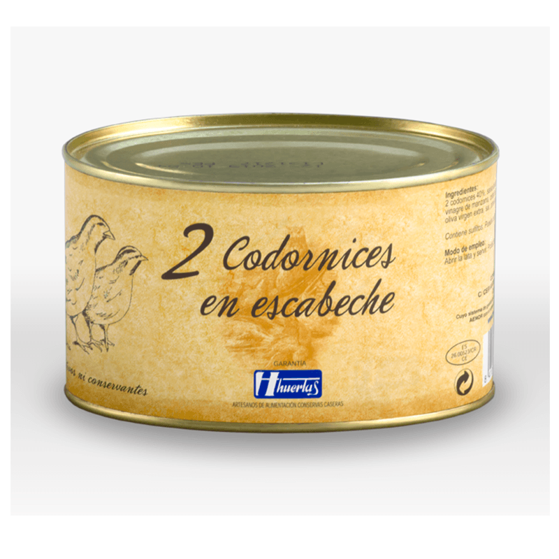 Codornices en escabeche, 500 g. Huertas Gourmet.