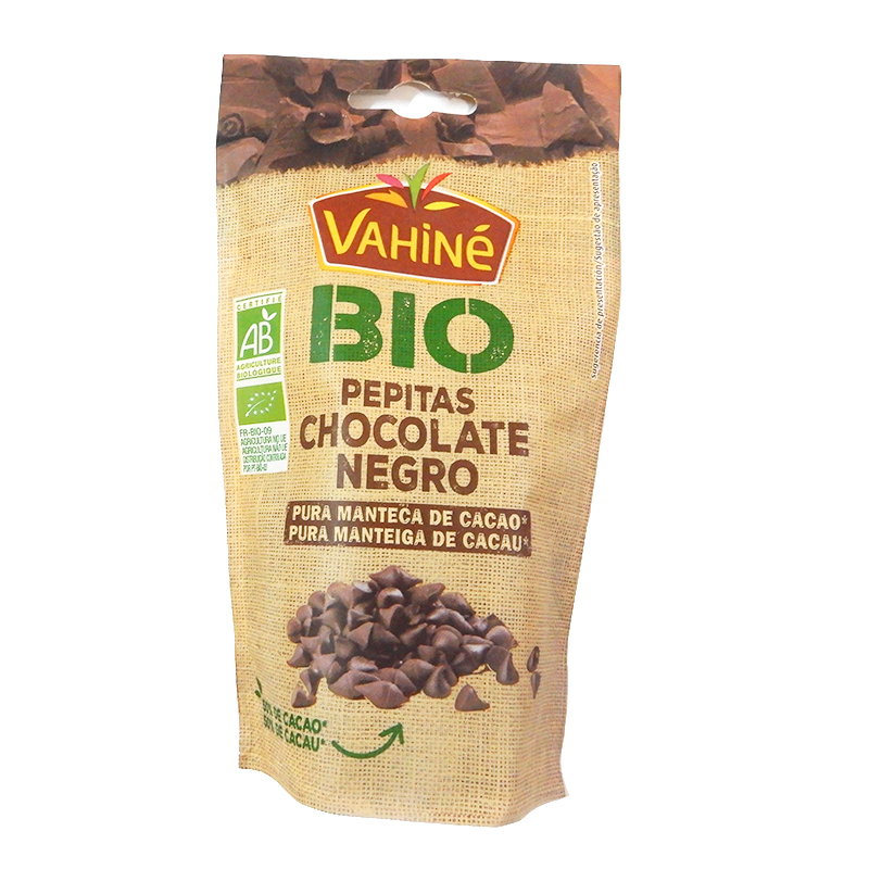 Pepitas de Chocolate Negro Ecol&oacute;gico, 100 g. Vahin&eacute;