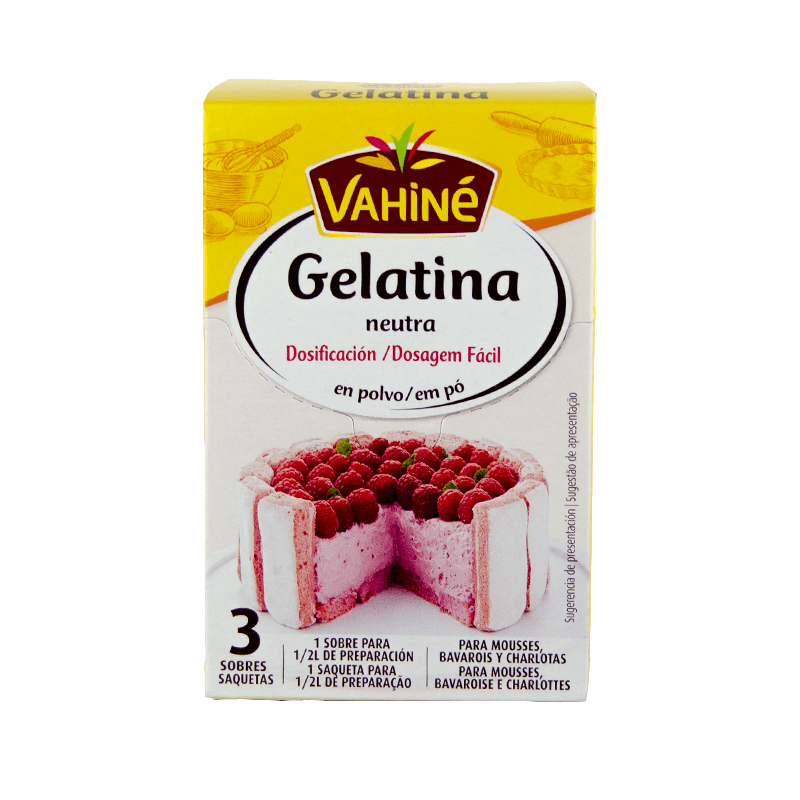 Gelatina Neutra en Polvo, 3 sobres de 6 g. Vahin&eacute;