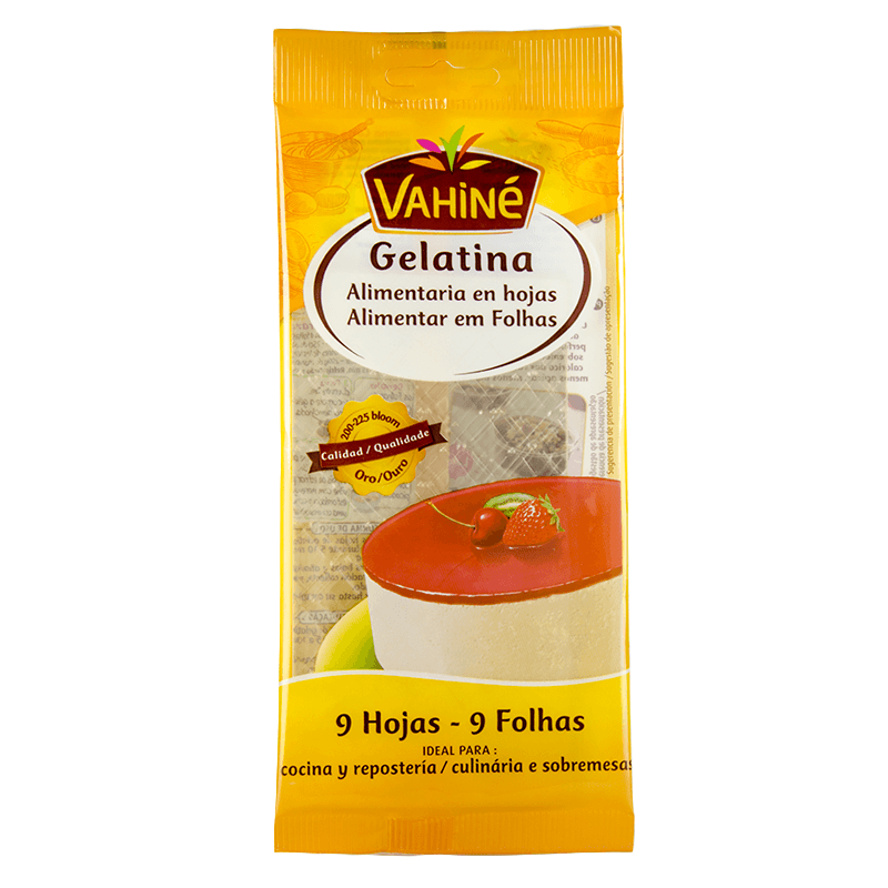 Hojas de Gelatina Alimentar&iacute;a, 17 g. Vahin&eacute;