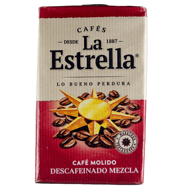 Caf&eacute; Mezcla Molido Descafeinado, 250 grs, La Estrella.