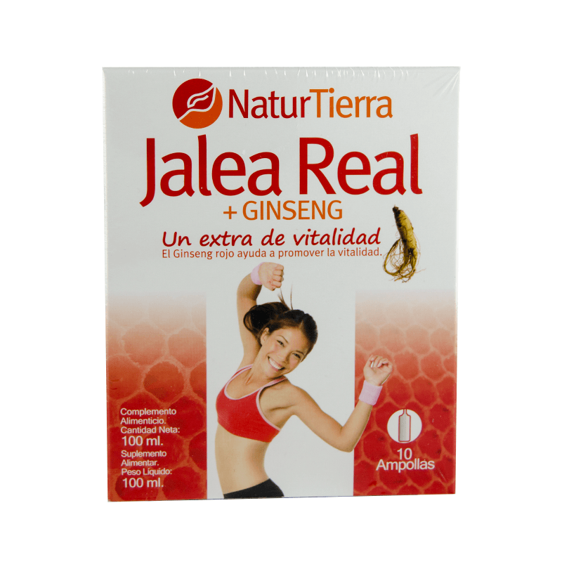 Jalea Real + Ginseng Rojo, 10 ampollas. NaturTierra.