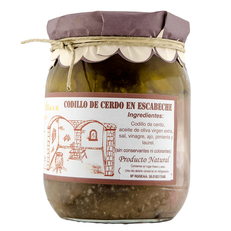 Codillo de cerdo en escabeche artesano. Frasco de 800 grs.