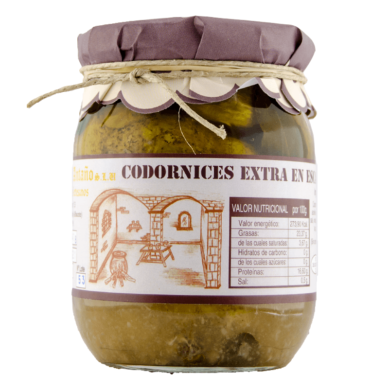 Codornices en escabeche artesano. Frasco de 800 grs.