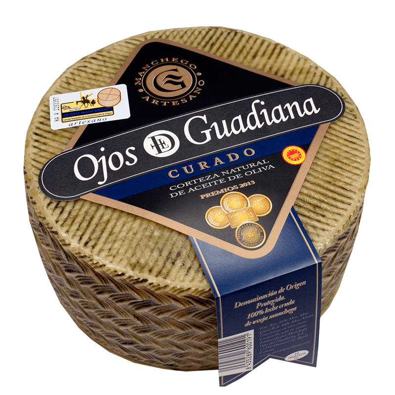 Ojos del Guadiana. Queso Manchego D.O. Curado, 2 kg.  Artesano leche cruda.