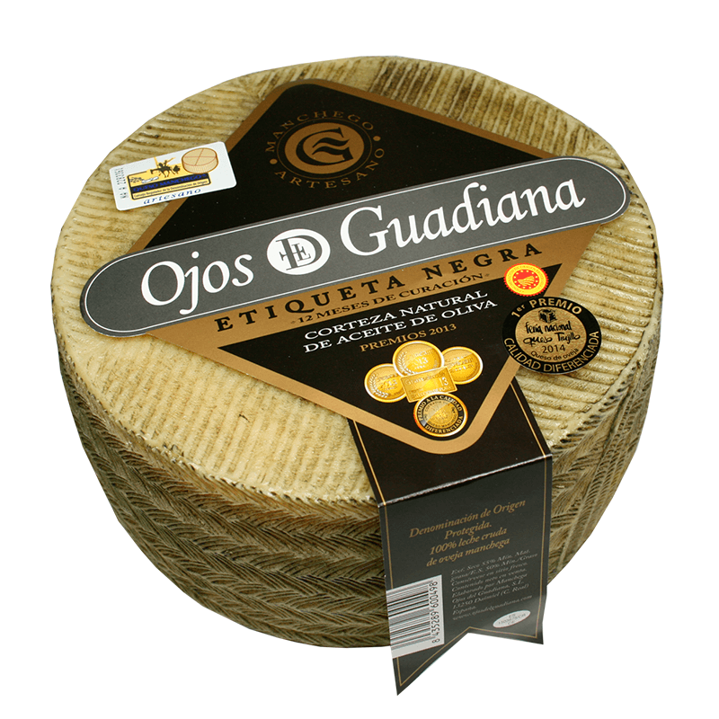 Ojos del Guadiana. Queso Manchego D.O. Gran Reserva, 2 Kg. Artesano leche cruda.