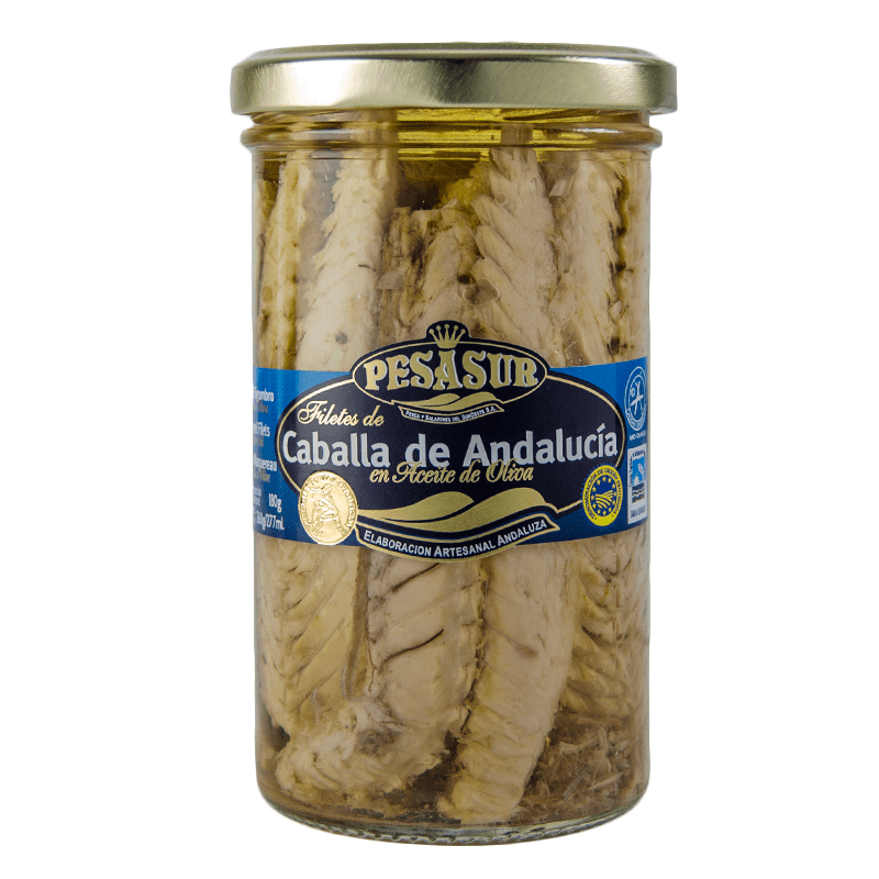 Filete de Caballa de Andalucia en Aceite de Oliva, 180 grs. Pesasur.
