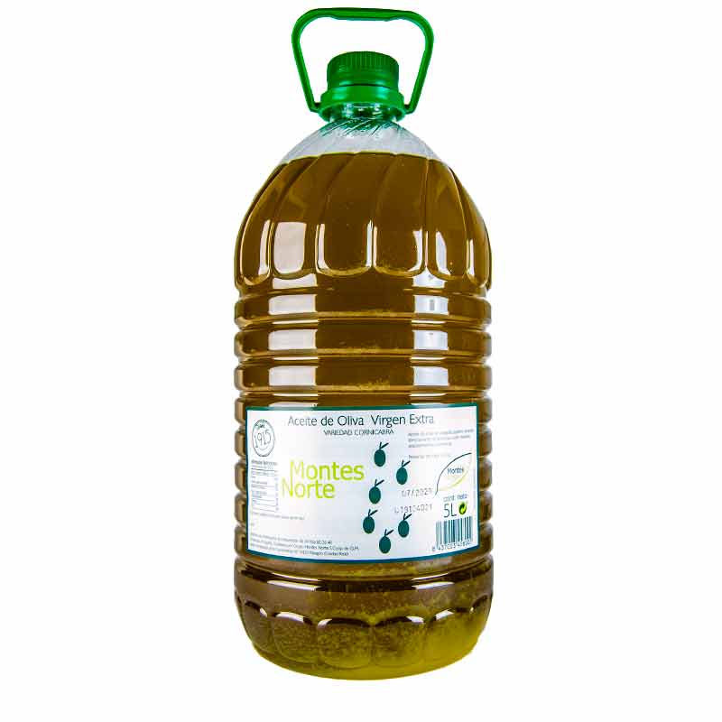 Aceite de Oliva Cornicabra, Virgen Extra, 5 l. Coop. Montes Norte.