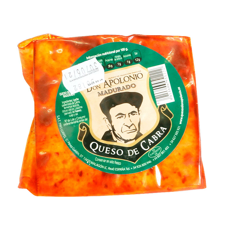 Cu&ntilde;a de 375 g de Queso de cabra con piment&oacute;n "de la Vera".  Don Apolonio.
