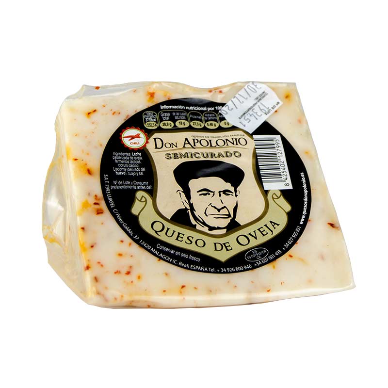 Cu&ntilde;a de 375 g de Queso de Oveja con Chili. Don Apolonio