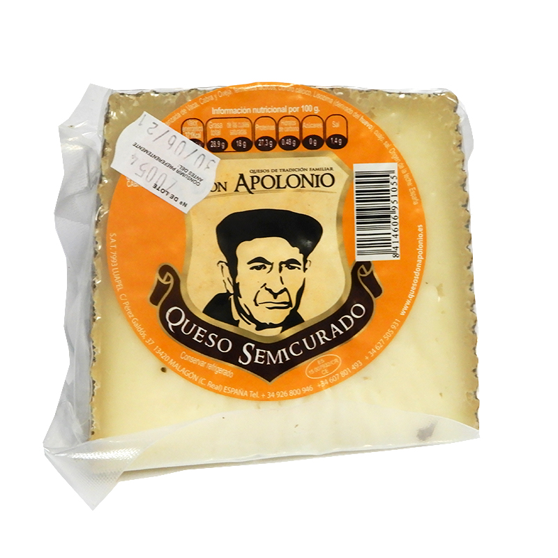 Cu&ntilde;a de 375 g de Queso del Abuelo Don Apolonio. Semicurado-mezcla.
