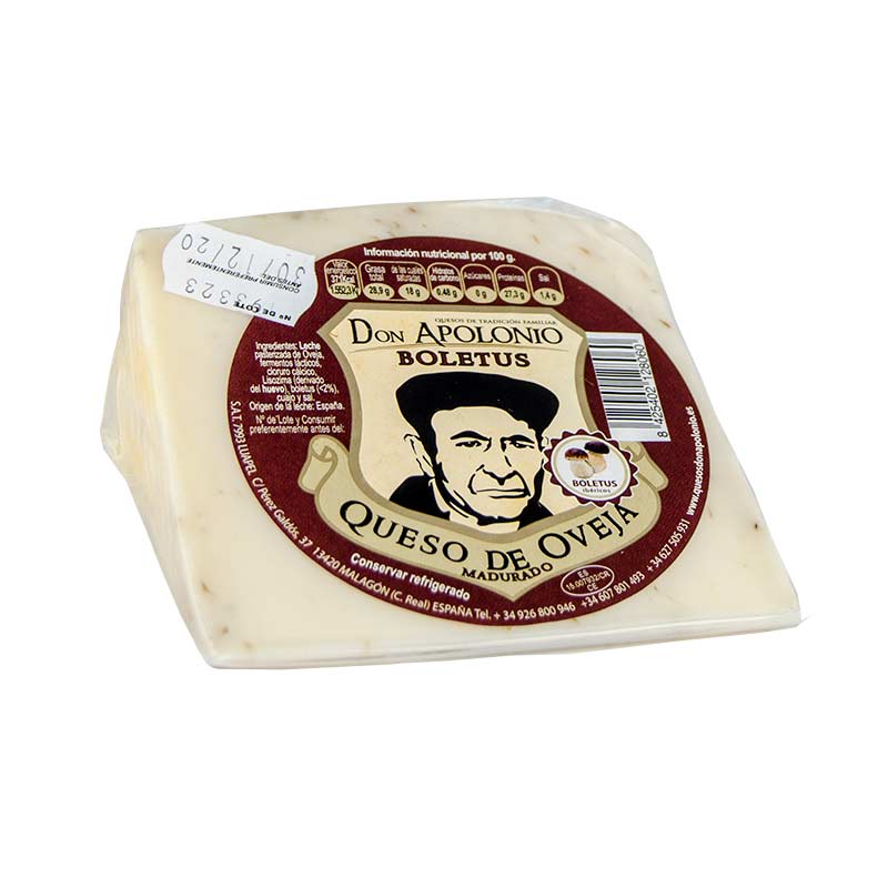 Cu&ntilde;a de 375 g de Queso manchego de oveja Don Apolonio con Boletus.