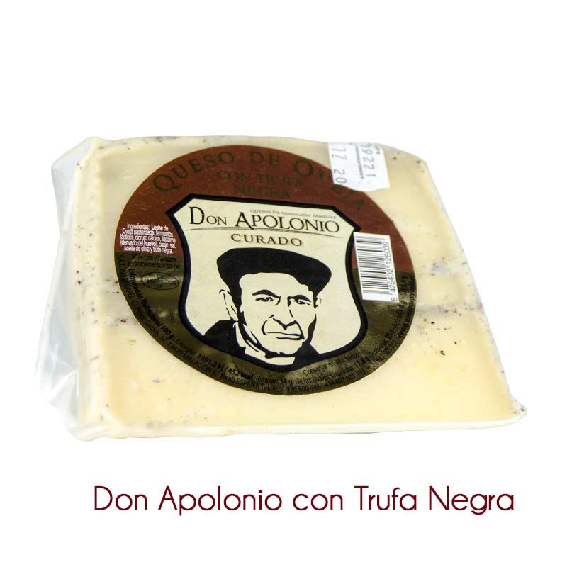 Cu&ntilde;a de 375 g de Queso manchego de oveja con trufa. Don Apolonio.