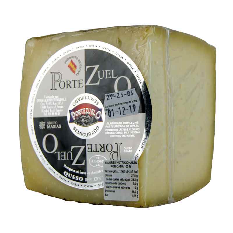 Cu&ntilde;a de 750 g de Queso de Oveja Semicurado. Portezuelo.