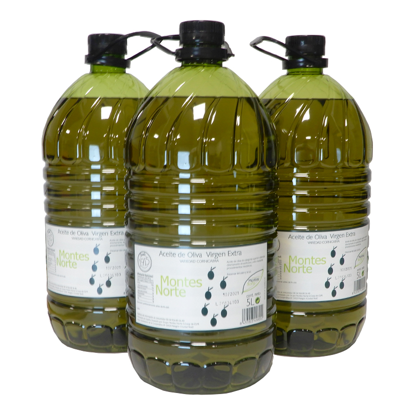 Aceite Oliva Virgen Extra de los Montes de Toledo. 3 por 5 litros.