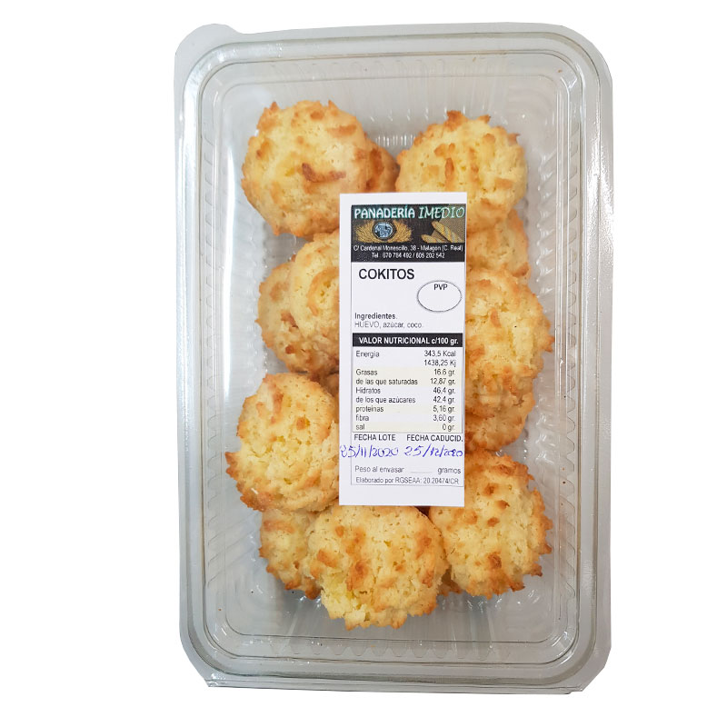 Pastelitos de coco artesanos. Caja de 250 grs. Horno Imedio