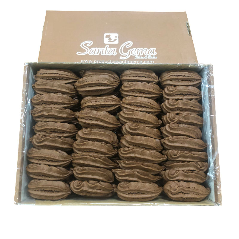 Galletas de horno rizadas con Chocolate. Caja 1,5 kg. Santa Gema