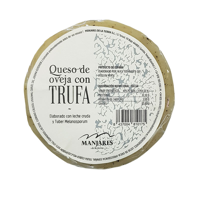 Queso de oveja, (Leche cruda) con Trufa Negra. 400 grs. Manjares de la Tierra