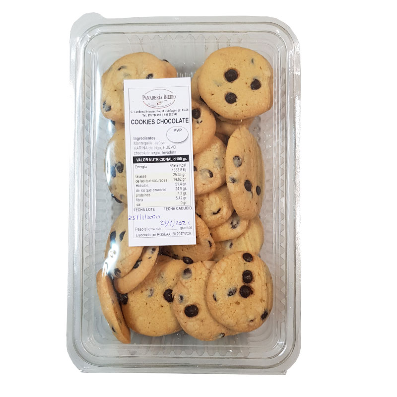 Cookies con pepitas de  Chocolate Artesanas 300 grs. Sin conservantes. Horno Imedio.