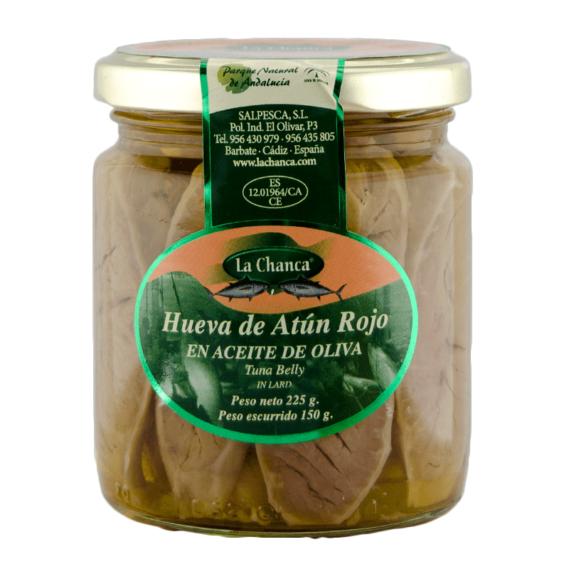 Huevas de at&uacute;n rojo en aceite de oliva 225 g. La Chanca