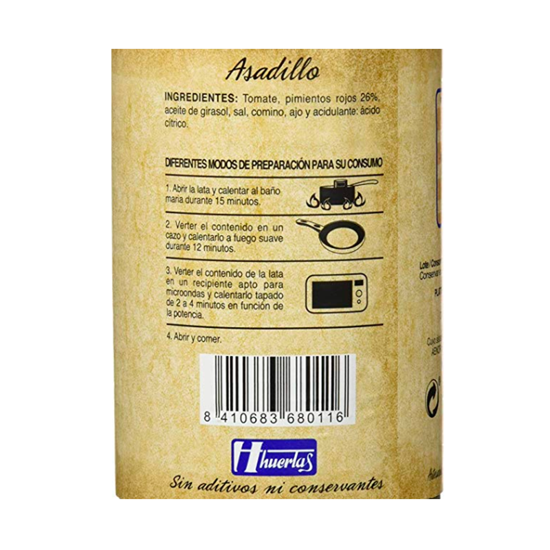 Asadillo Manchego , 390 g. Huertas Gourmet.