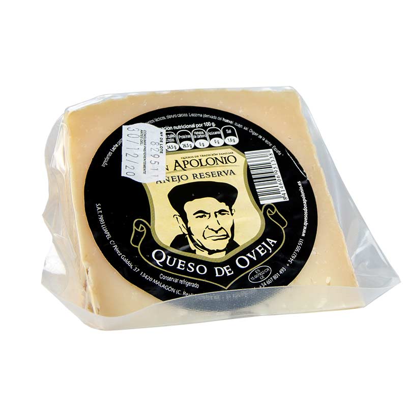 Queso Manchego de Oveja Don Apolonio A&ntilde;ejo Reserva. Queso viejo.