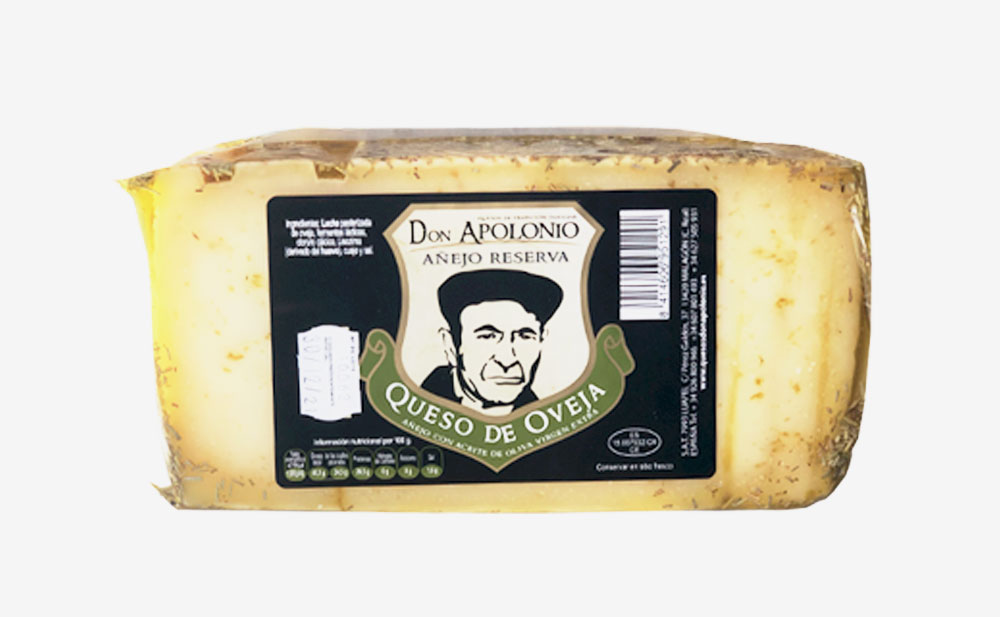 Queso Oveja A&ntilde;ejo en aceite de oliva y romero. Don Apolonio